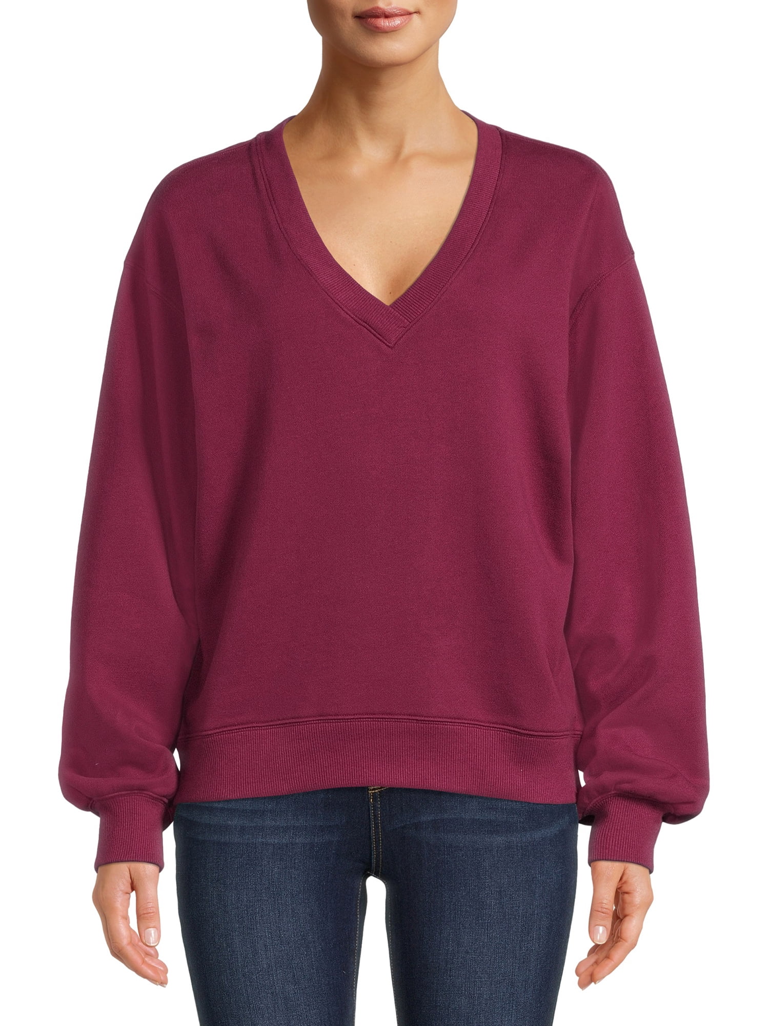 Time and Tru Women's V-Neck Sweatshirt 