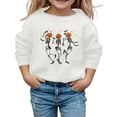 thumbnail image 2 of LIIPEE Girls Boys Sweatshirts Halloween Cartoon Skeleton Pumpkin Graphic Printed Long Sleeve Round Neck Pullover Sweatshirt Child Comfort Daily Hoodies,White,11-12 Years, 2 of 3