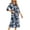 Navy, variant on Women's Short Sleeve Robe Boho Hippie Summer Full Zipper House Coat Knee Length V Neck Bathrobe Comfy Soft Stretchy Midi Zip Up Duster Robe w/ Pockets Navy 8