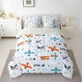 thumbnail image 3 of Manfei Cartoon Helicopter Kids Twin Bedding Sets 7-Piece, Kawaii Airplane Vehicle Bedding Comforter Set, Stars Cloud Print Reversible Sheet Sets, Luxury Bedroom Decor, 3 of 8