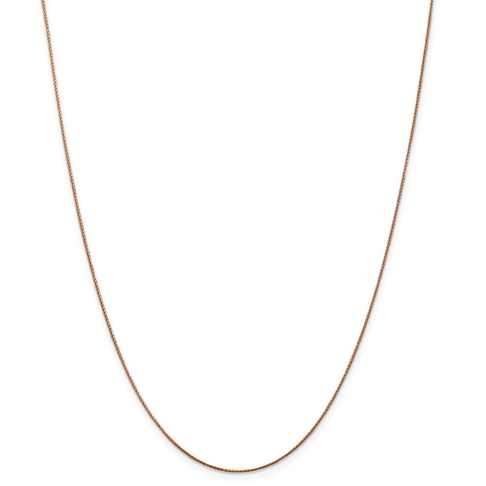 Real 14kt Rose Gold .65mm Diamond Cut Spiga Chain; 18 inch; Lobster Clasp; for Adults and Teens; for Women and Men