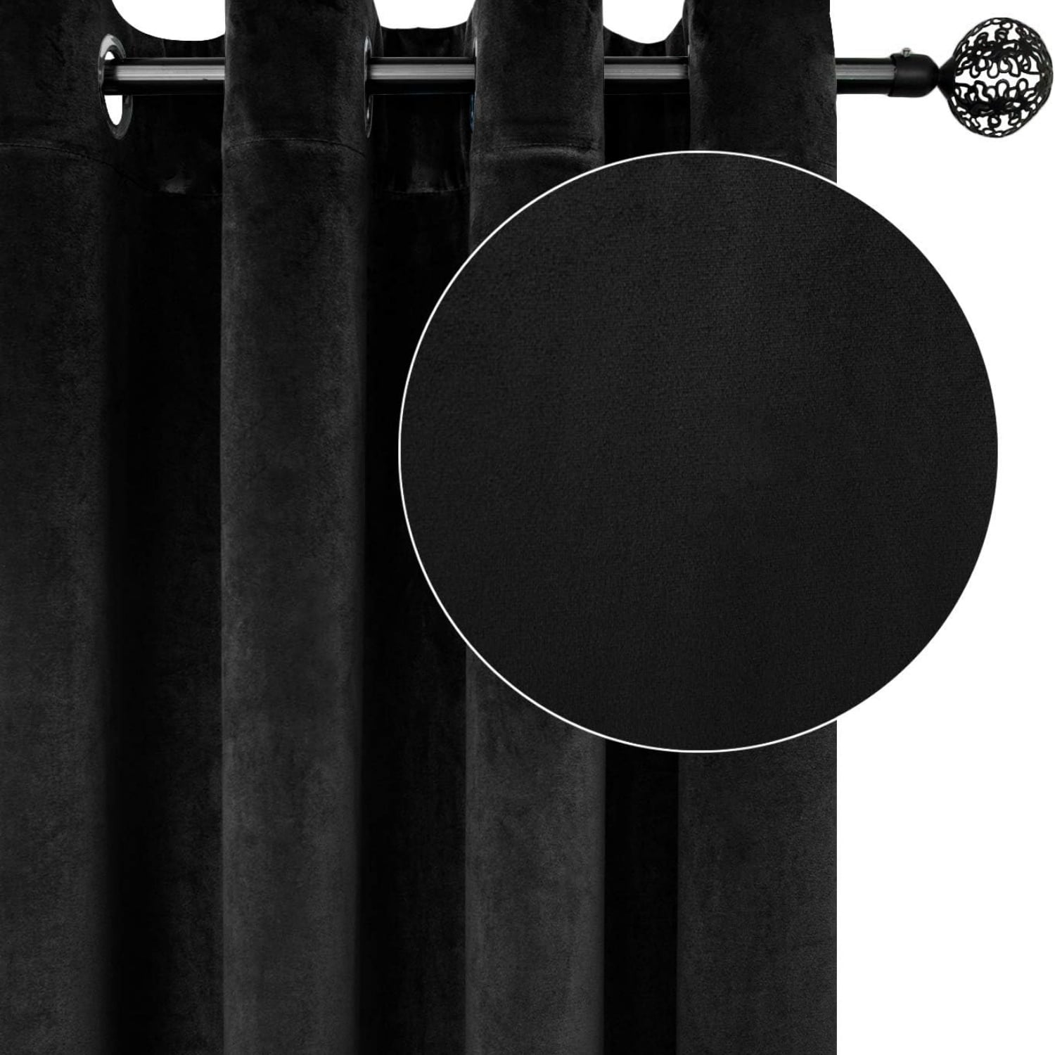 Velvet Curtains with Grommet for Outdoor Curtains, Thermal Insulated Super Soft Privacy Noise Reducing Light Filtering Velvet Drapes for Door Curtains, 4 Panels
