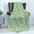 thumbnail image 4 of 1990s Soft Flannel Fleece Throw Blanket, Retro Art Movement Themed Shapes Hexagon Octagon and Rectangles with Dot Stripes, Cozy Plush for Indoor and Outdoor Use, 50" x 70", Multicolor, by Ambesonne, 4 of 5