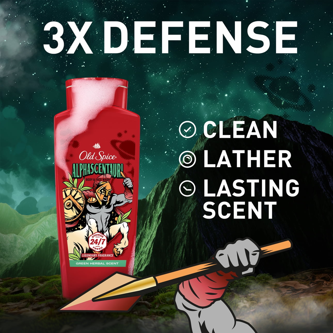 Old Spice Body Wash for Men, AlphaScentauri, Long Lasting Lather, 24 oz