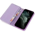 thumbnail image 5 of Wallet Case for iPhone 13 Pro Max 6.7 inch, Magnetic Handbag Zipper Pocket PU Leather Flip with 9 Card Slots and Wrist Strap Folio TPU Inner Stand Case - Purple, 5 of 14