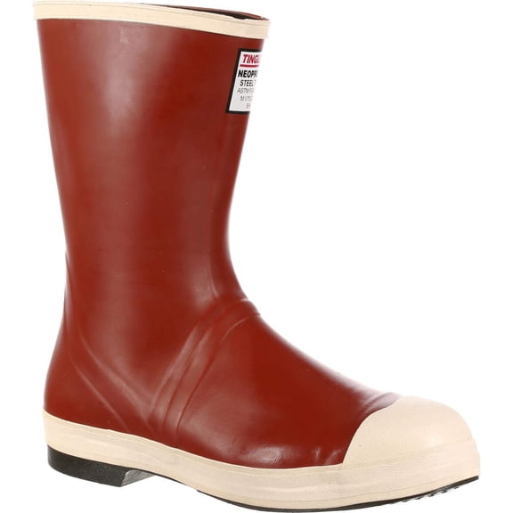 Tingley Pylon MB924B Neoprene Steel Toe Boot, 12-1/2 Inch Height, With Safety-Loc Outsole, Mens 7 / Womens 9, Brick Red Upper - Brown Sole CA3