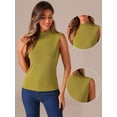 thumbnail image 2 of DARING DIVA Knit Ribbed Sleeveless Mock Neck Blouse M Olive Green, 2 of 6