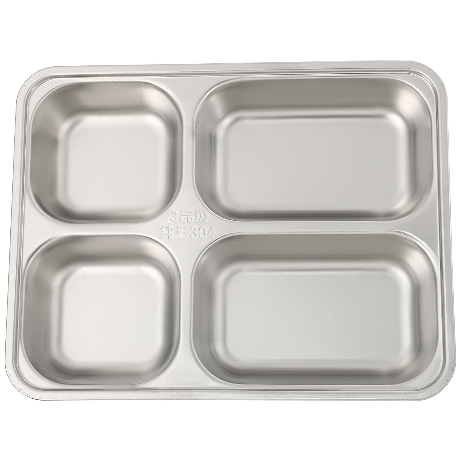 TINKSKY 1Pc Stainless Steel Divided Plate Rectangular 4 Sections Food