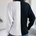 thumbnail image 5 of Wyobmus Womens Rond Neck Sweater Lightweight Soft Color Block Cable Knit Sweater Lantern Long Sleeve Casual Pullover C-White, 5 of 8