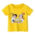 thumbnail image 3 of MIXUE Girls Tops & T-Shirts Kids Summer Cute Cartoon Print Round Neck Short Sleeve Loose Casual Tee Shirts Sportwear,Yellow,6-7 Years, 3 of 3