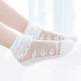 thumbnail image 6 of Coerni Girls' Summer Thin Lace Floral Print Short Socks Mesh Breathable Lace Socks With Princess Shoes Socks for Kids with Sensory Issues, 6 of 8