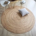 thumbnail image 1 of Alfombra Area Relish Decor tejida a mano de yute redonda de 90 cm, color beige, 1 of 7