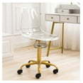 thumbnail image 6 of Clear Desk Chair, Acrylic Rolling Armless Vanity Swivel Height Adjustable Ghost Molded Plastic Home Office Chairs with Golden Feet Clear - Golden Feet, 6 of 7