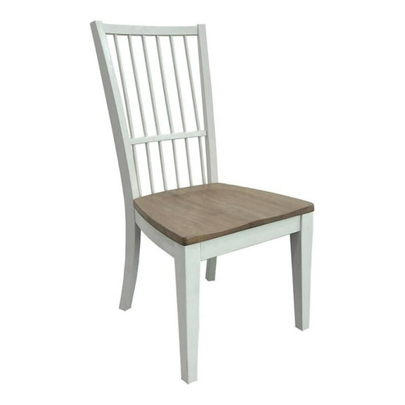 Pemberly Row 18" Wood Spindle Back Dining Chair in White (Set of 2)