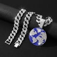 thumbnail image 4 of Hip Hop Cuban Chains Planet Earth Pendant Diamond Cuban Necklace for Men and Women 15mm Necklaces Jewelry Iced Out Bling Chain, 4 of 7