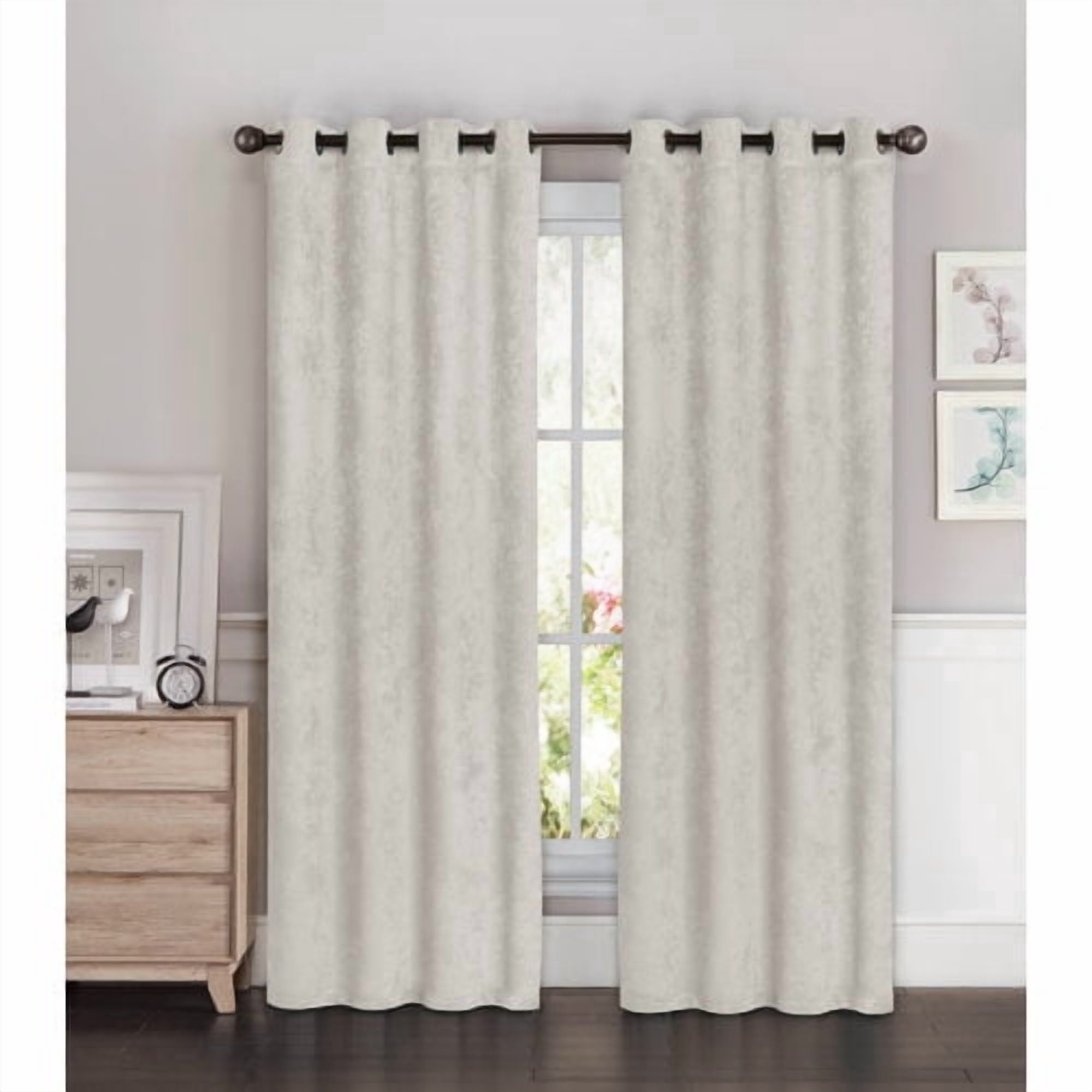 Faux Suede Room Darkening 108 x 96 in. Grommet Curtain Panel Pair