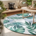 thumbnail image 3 of Round Area Rugs 7Ft, Green Monstera Leaves Non-Slip Washable Circle Rugs Carpet, Tropical Blue Palm Leaf Botanical Summer Indoor Outdoor Rug Floor Mats Throw Runner for Bedroom Living Room Bathroom, 3 of 8