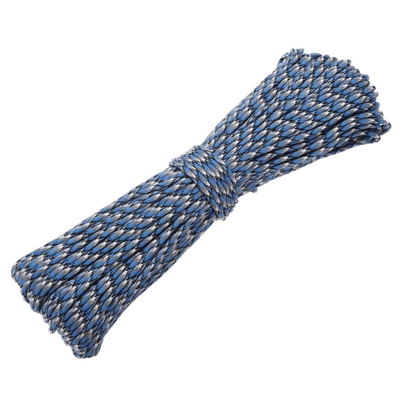 Uxcell 550lb Paracord Rope 200ft, 4mm Tent Rope, 7-Strand Core Heavy Duty Cord for Outdoor Use Blue/White Camouflage