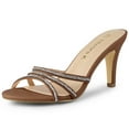 thumbnail image 1 of BLISSFUL STEP Women's Rhinestone Decor Stiletto High Heel Mule Sandals, 1 of 6