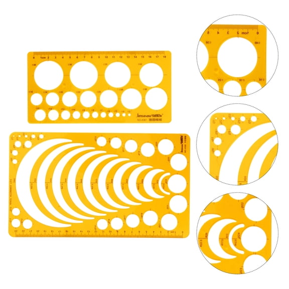 Raindrops 2-Pack Orange Plastic Measuring Template Rulers for Artists, Engineers, and Geometric Drawing Tools