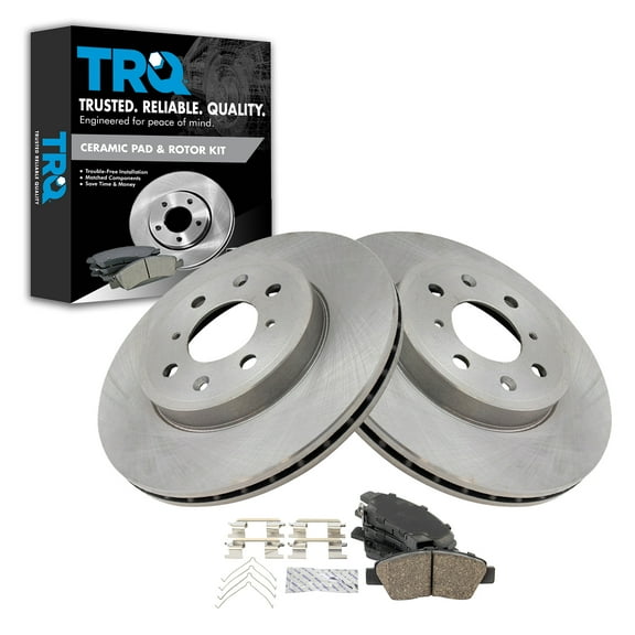 TRQ Front Brake Pad & Rotor Kit Brake Pads Brake Rotor Ceramic Fits Select 2015-2020 Honda Fit