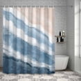 thumbnail image 3 of Shower Curtain Navy Blue Waves Bathroom Curtains with Hooks, Waterproof Fabric Gradient Summer Sandy Beach Bath Shower Curtains Set for Bathroom Bathtubs Decor 36x72 Inch, 3 of 9
