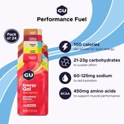 GU Energy, Original Energy Gels, Assorted Caffeine-Free Flavors - 24 count