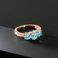 thumbnail image 3 of Gem Stone King 1.93 Ct Oval Blue Apatite 18K Rose Gold Plated Silver Moissanite Ring (Size 9), 3 of 4