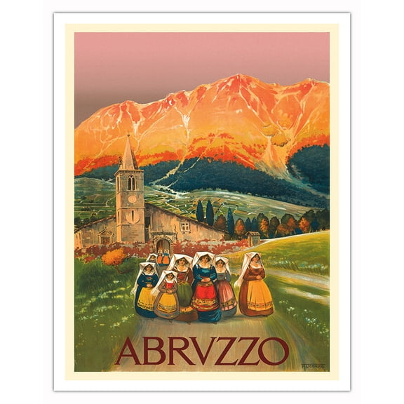 Abruzzo, Italy - Vintage Travel Poster by Vincenzo Alicandri c.1926 - Fine Art Matte Paper Print (Unframed) 11x14in