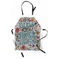 thumbnail image 1 of Girls Have Super Powers Apron, Floral Design with Calligraphy Doodle and Motifs Inspirational, Unisex Kitchen Bib with Adjustable Neck for Cooking Gardening, Adult Size, Multicolor, by Ambesonne, 1 of 4
