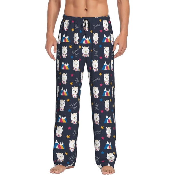 Fotbe Llamas 1 Pantalones de Pijama para Hombre, Pantalones de Dormir, Pantalones de Casa con Cintura Ajustable y Bolsillos-Medium