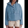 thumbnail image 1 of Chaqueta Vaquera con Capucha para Mujer, Jersey Vaquero con Botones y Capucha con Cordón, Sudadera Informal de Larga. Azul Medio M, 1 of 8