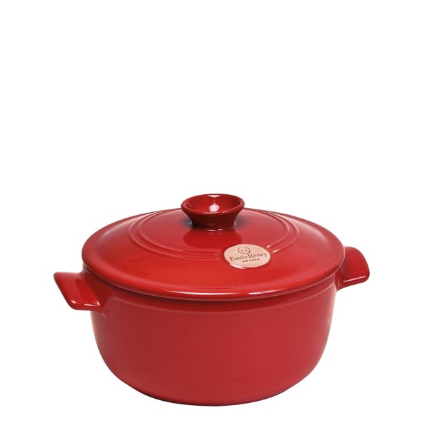 Emile Henry Flame Round Stewpot Dutch Oven, 2.6 quart, Burgundy