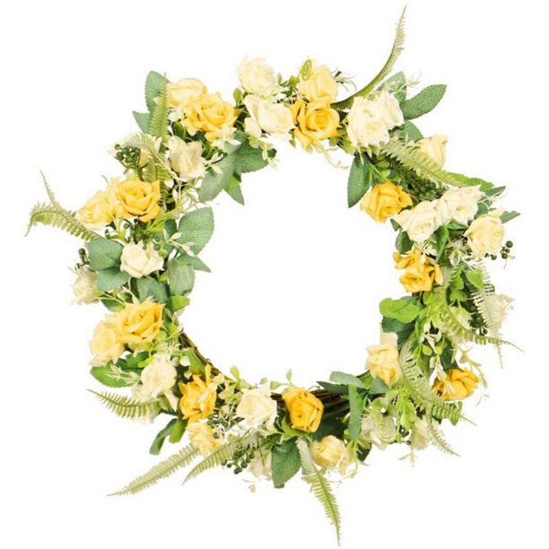 Guirnalda de rosas para colgar en la pared, enredadera circular de simulación, corona de rosas de triple esquina, guirnalda para colgar en la puerta, decoración de primavera para el hogar