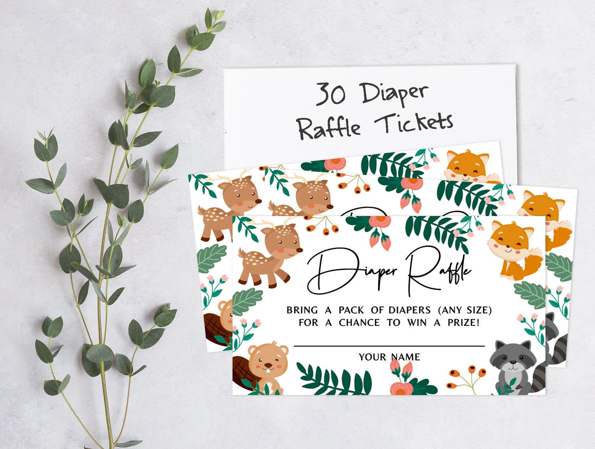 Inkdotpot Set Of 30Jungle Animals Baby Shower Invitations-Diaper Raffle Tickets And Baby Shower Book Request Cards Gender Neutral Invites Its A Boy Its A Girl