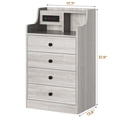thumbnail image 3 of Afuhokles Nightstand with Charging Station, Bedside Table with 4 Drawers,End Table with Hutch, Gray, 3 of 7