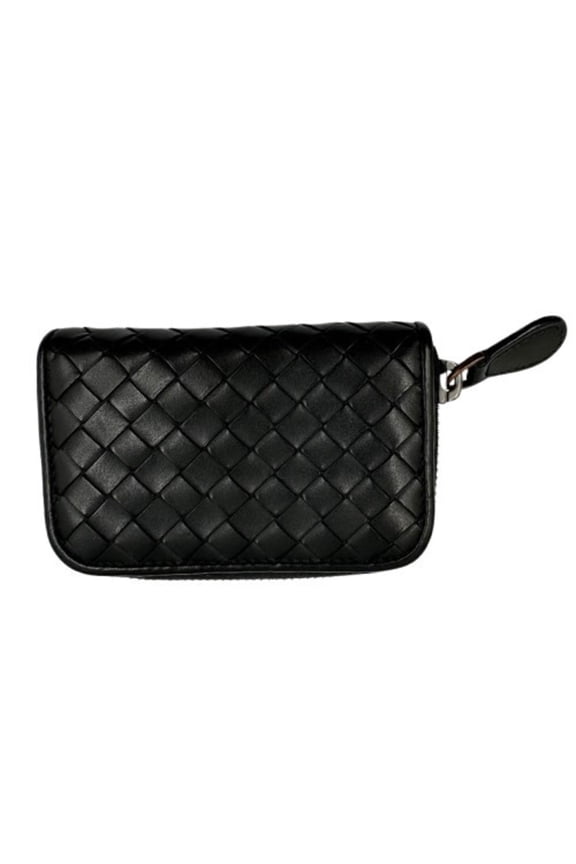 Pre-Owned BOTTEGA VENETA Coin Case, Intrecciato Weave, Black