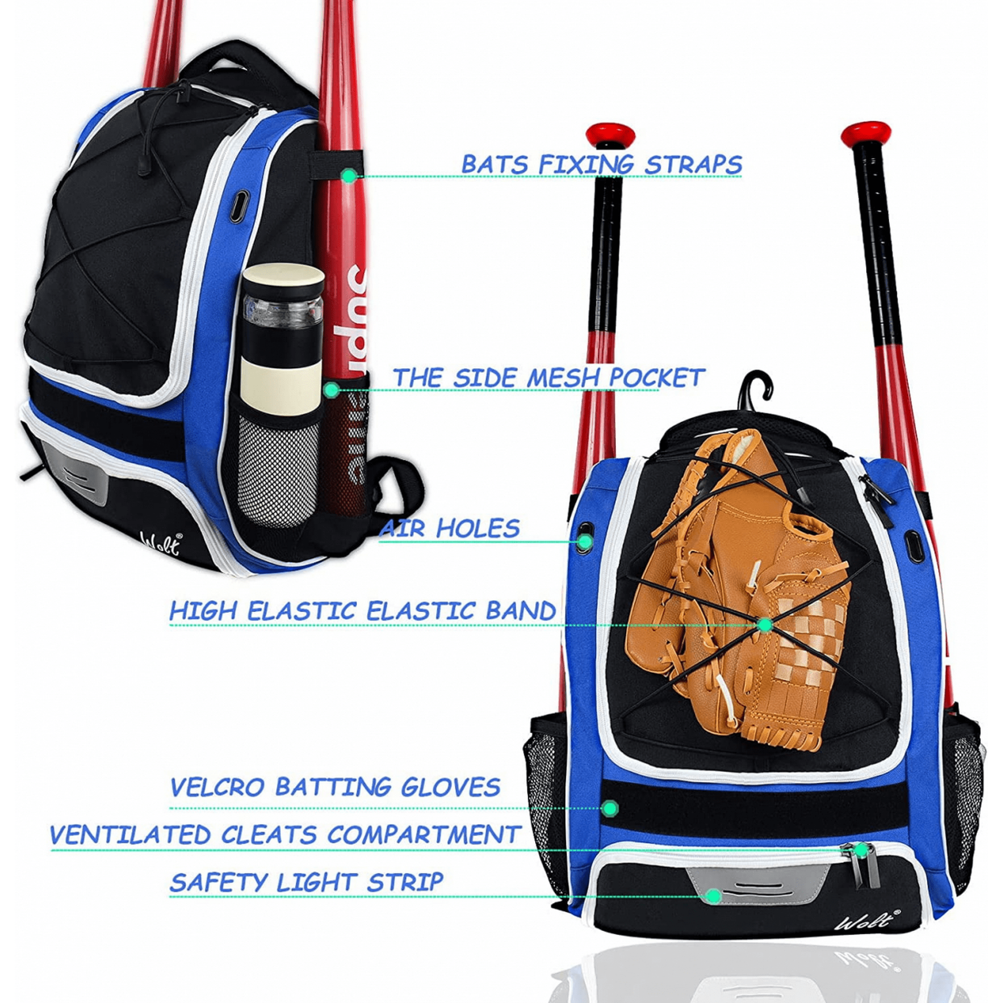 Baseball Bag Baseball Backpack Holder for Baseball Large Main Compartment Softball Tball Gear for Youth and Adults D Walmart