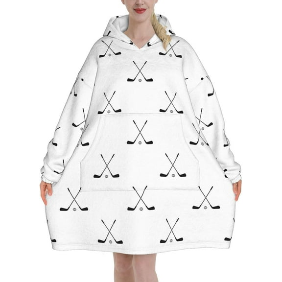 Hockey Stick Pattern Blanket Hoodies For Women And Men Adult Oversize Wearable Blanket Hoodies For Soft And Warm