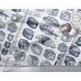 thumbnail image 3 of Soimoi Polyester Crepe Fabric Grains & Fish Food Print Fabric by Yard 52 Inch Wide, 3 of 3