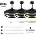 thumbnail image 6 of 42 Inch Retractable Ceiling Fans with Lights and Remote, Geometric Rings Circled Black Chandelier Fan Light Kit, 3-Color LED Light, Invisible Blades Modern Smart Fan for Bedroom Living Room, 6 of 9