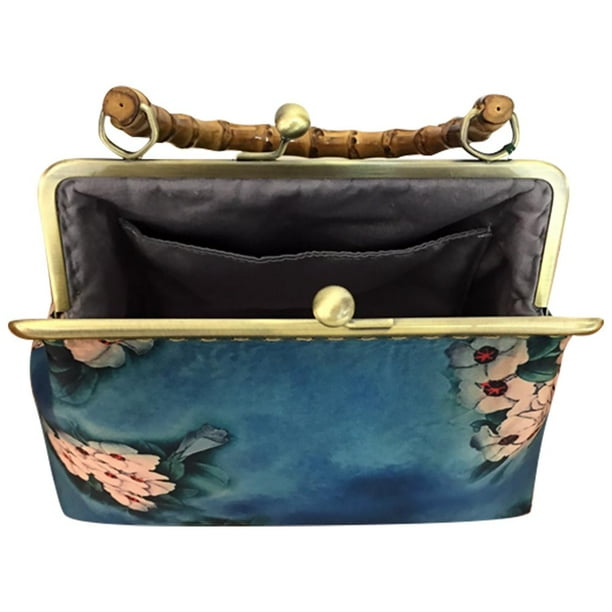 EeaseMX 1 pieza de bolso vintage con asa, estilo chino, diseño jacquard, bolsa de almacenamiento
