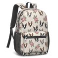 thumbnail image 2 of Boston Terrier and Rose Beige 17" School Backpacks for Teens,Waterproof Oxford Fabric,S-Shape Padded Straps for School,Travel,Hiking,Camping, 2 of 6