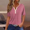 thumbnail image 1 of SDNall T-Shirt à Manches Courtes Imprimé à Rayures de Mode pour Femmes, 1 of 9