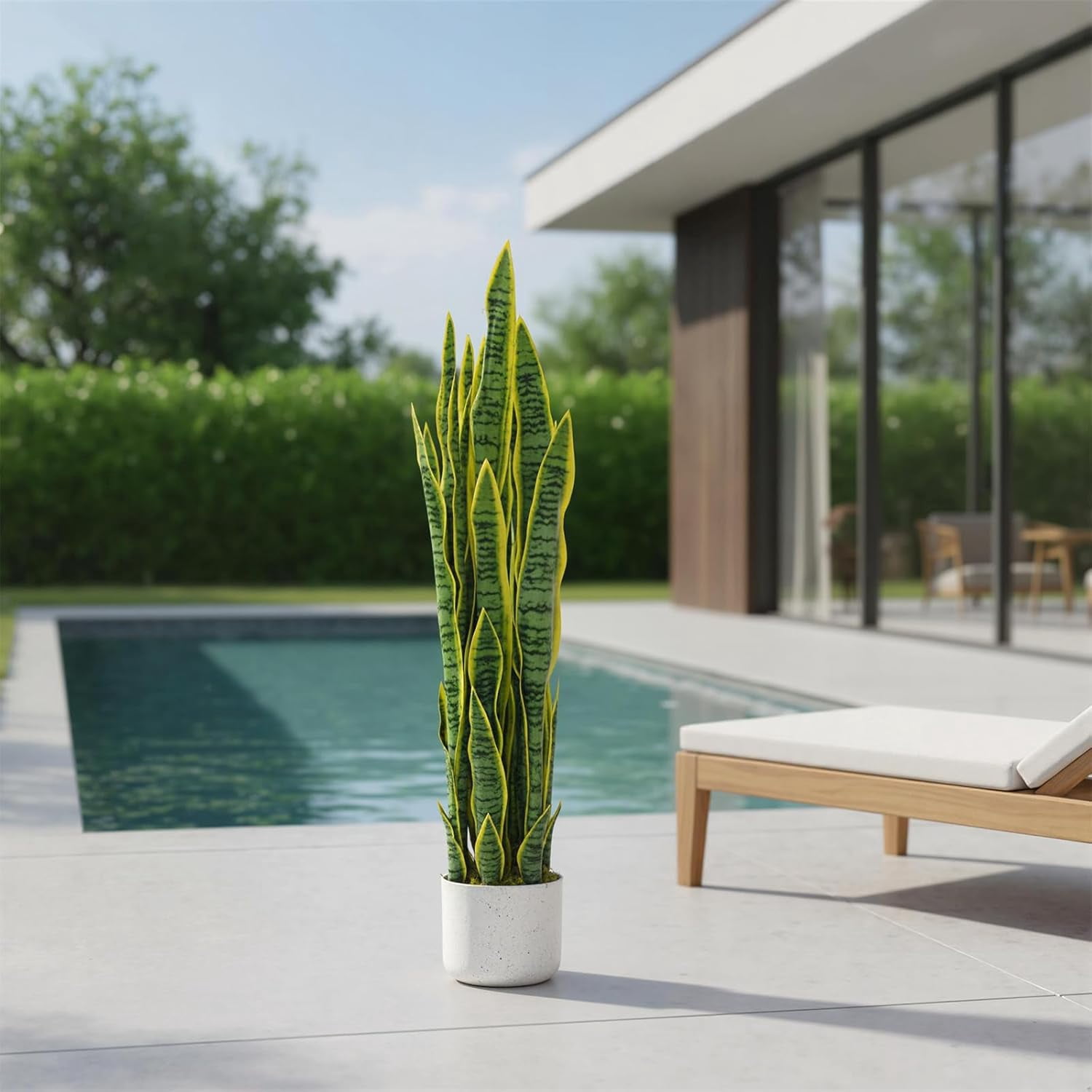 3 FT Artificial Snake Plant, Tall Fake Sansevieria Potted Faux Agave Tongue Plant Decoration for Home Garden Hallway Office
