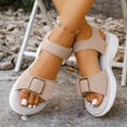 thumbnail image 2 of Flat Sandals for Women, Open-Toe Soft Sole Breathable Elastic Casual, Versatile Spring and Summer Solid Color Round-Toe Slip-On Shoes, 2 of 9