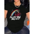 thumbnail image 1 of Camisetas con gráficos clásico para mujeres y adolescentes y niñas, playera de verano con estampado estéticoWomen's Casual Rainbow Graphic Tee - Comfy Crew Neck Short Sleeve T-Shirt, Perfect for Sum, 1 of 6