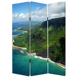 48 X 72 Multi Color Wood Canvas Palm Tripical Screen 48 X 72 Multi Color Wood Canvas Palm Tripical Screen