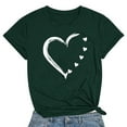thumbnail image 2 of Bowake T-Shirt de la Saint-Valentin pour Femmes T-Shirt Mignon Imprimé Cœur Manches Courtes Col Rond Graphique Vert Armée, 2 of 3