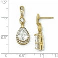 thumbnail image 2 of Sterling Silver Gold-plated Pear Cubic Zirconia Post Dangle Earrings, 2 of 6